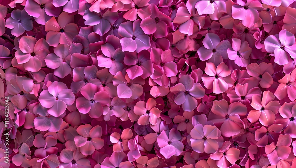 Fototapeta premium A vibrant close-up shot of a multitude of pink flowers, creating a lush and textured floral background.
