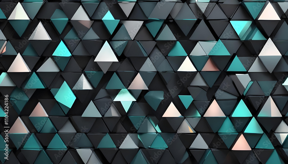 Fototapeta premium A black and white abstract geometric pattern with various shades of gray triangles and hexagons