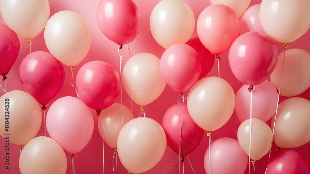 Festive sweet pink balloons background banner Festive sweet pink balloons background banner