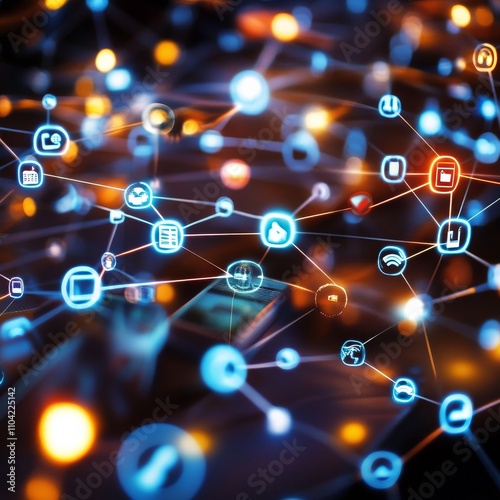 Digital communication network concept. Men is programming. Digital transformation.