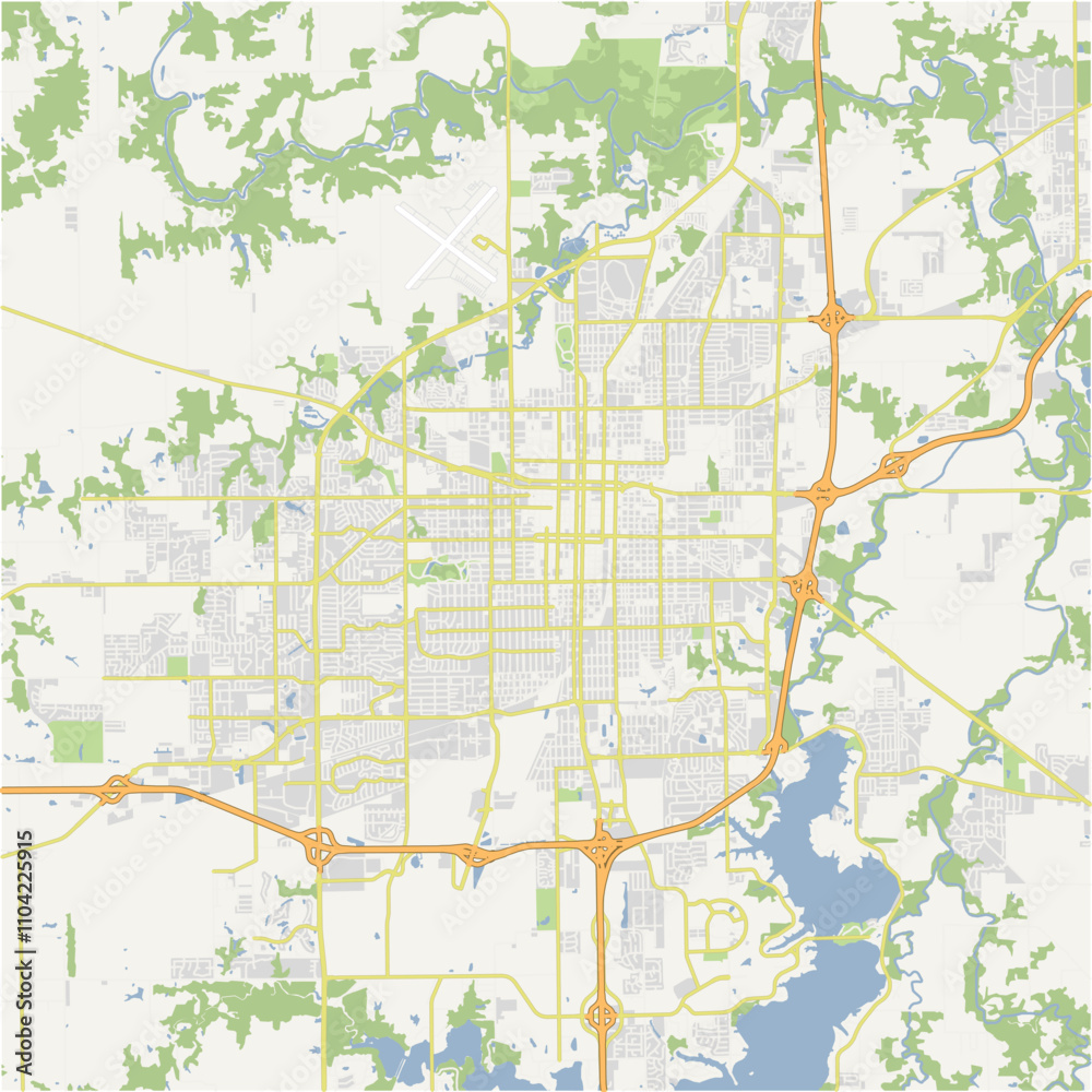Fototapeta premium Map of Springfield in Illinois in a normal road map style. Contains layered vector with roads water, parks, etc.