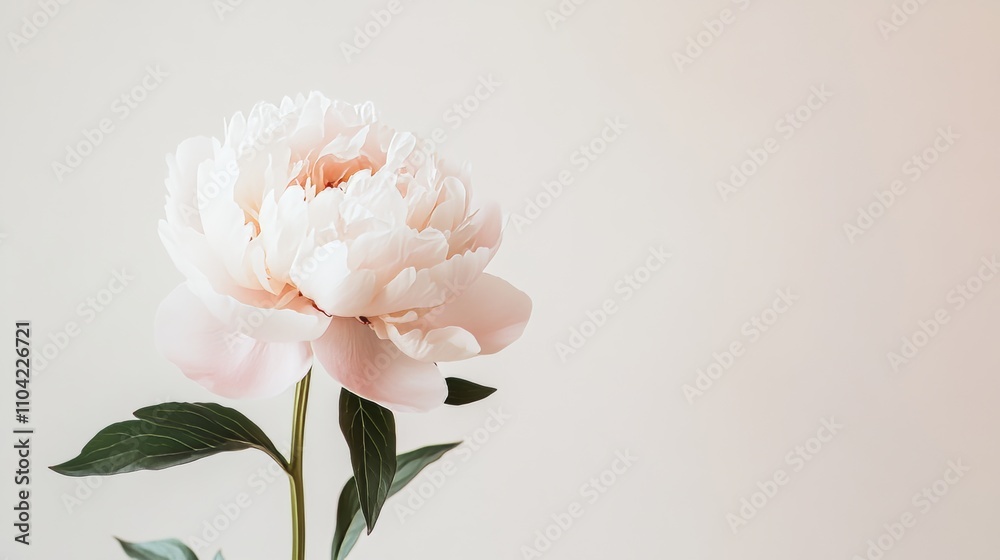 A single soft rose gold peony against a muted ivory background, close-up shot, Minimalist style A single soft rose gold peony against a muted ivory background, close-up shot, Minimalist style