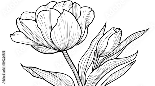 Adorable tulip coloring image fun and engaging young artists image
