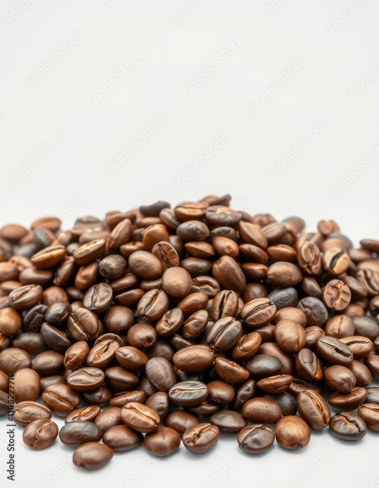Freshly roasted coffee beans arranged in a mound showcasing various shades and textures Freshly roasted coffee beans arranged in a mound showcasing various shades and textures