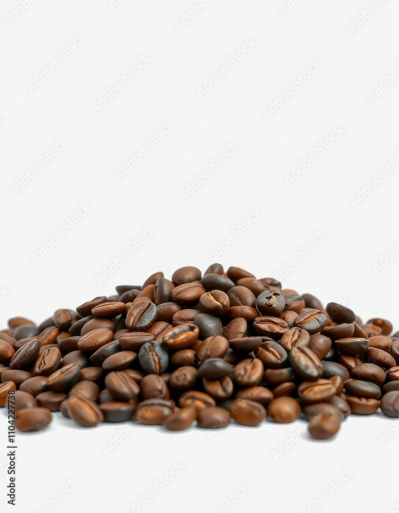Freshly roasted coffee beans piled on a clean surface highlighting their rich color and texture Freshly roasted coffee beans piled on a clean surface highlighting their rich color and texture