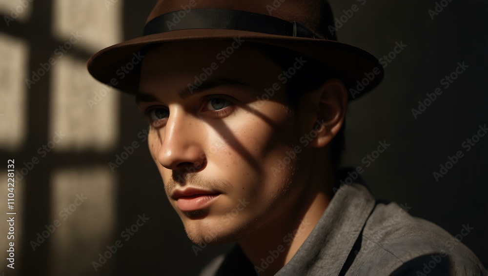 Artistic portrait with shadow and light contrasts. Artistic portrait with shadow and light contrasts.