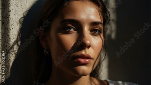 Obraz na płótnie Artistic portrait with shadow and light contrasts. w salonie