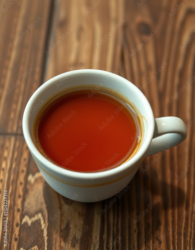Warm cup of herbal tea resting on a wooden table with a natural wood grain texture in a cozy setting Warm cup of herbal tea resting on a wooden table with a natural wood grain texture in a cozy setting