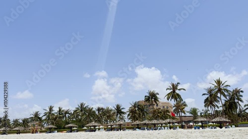 Tropical white beaches with palm trees resort of Salalah in 2024