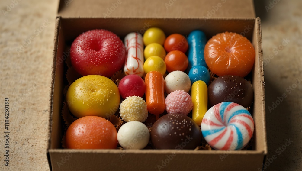 Assorted candies in a box for a party. Assorted candies in a box for a party.