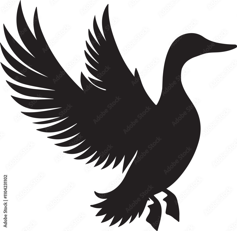 Obraz premium Flock of flying ducks silhouette design, isolated vector