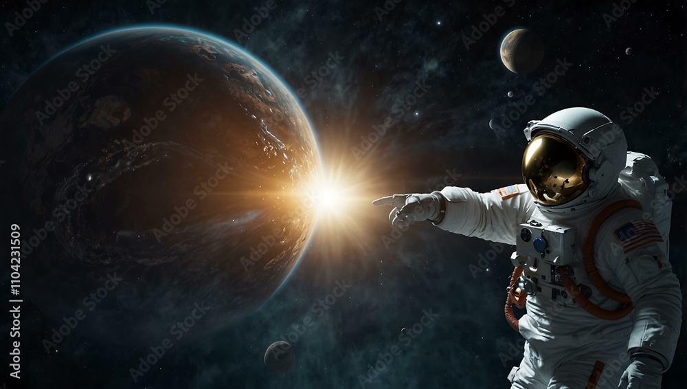 Fototapeta premium Astronaut encountering an alien object.