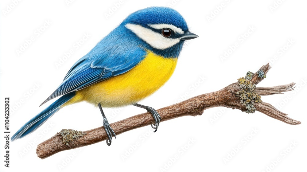 Fototapeta premium Azure-winged Magpie: A Vivid Illustration of a Bird on a Branch