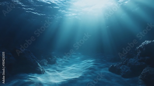 Captivating underwater vista featuring deep blue sea and marine beauty background image