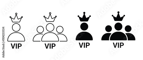 set of VIP concept icons. Marketing and advertising.  Special offer for regular customers. VIP Customer User icon vector. Person Profile Symbol. Avatar Sign. eps 10.