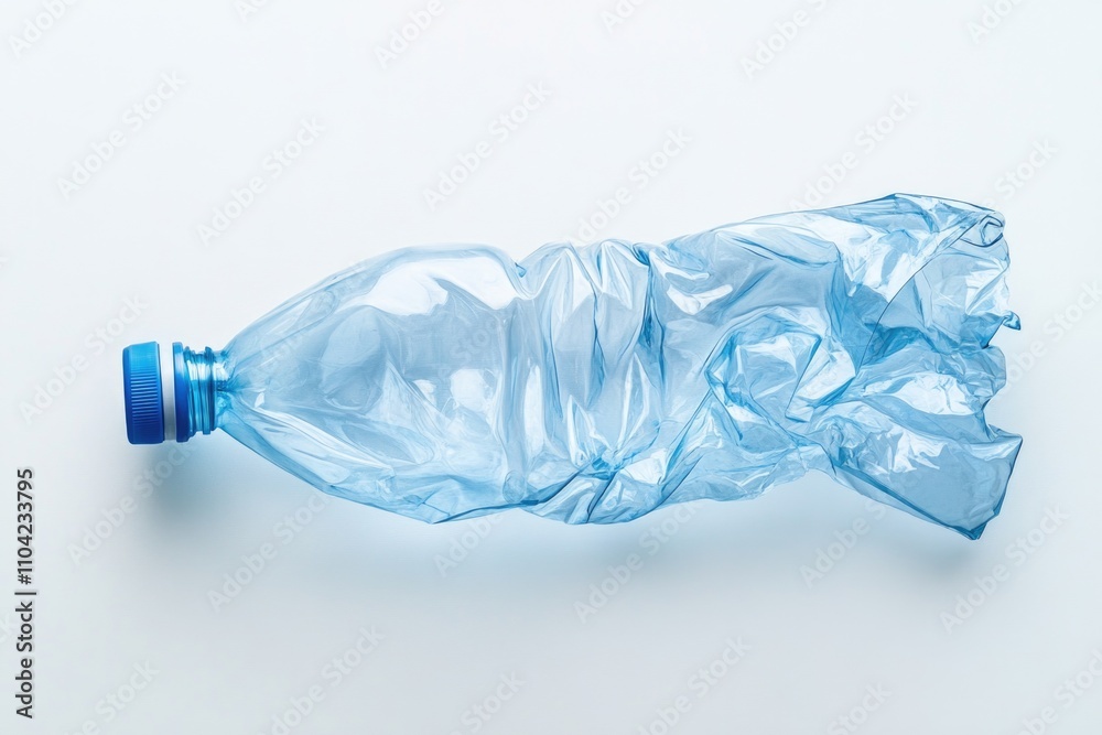 Clear plastic bottle on white surface, with label ripped off. Clear plastic bottle on white surface, with label ripped off.