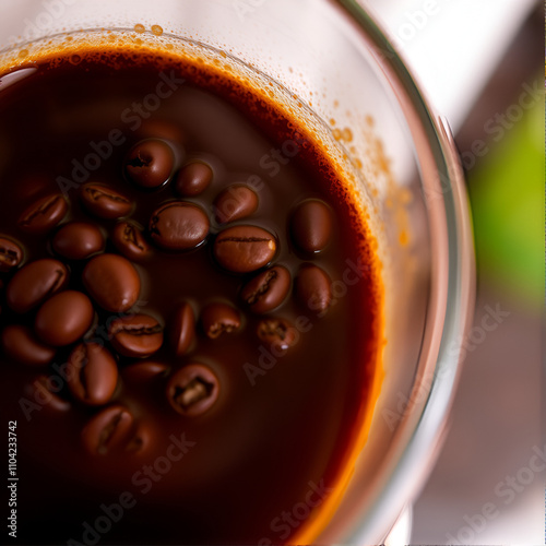 A rich, bold, and aromatic beverage made from freshly ground roasted beans brewed to perfection, delivering a smooth and satisfying flavor with a hint of bitterness and a touch of sweetness. photo