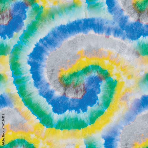 Tie Dye Yellow Boho. Green Yellow Background. Seamless Grunge Texture. Tye Endless Culture. Vector Grey Print. Grey Tie Dye Shirt. Seamless Grunge Shirt. Blue Swirl Background. Vector White Grunge.