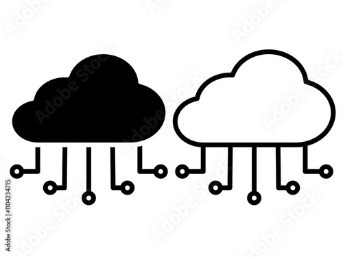 cloud computing vector glyph flat icon