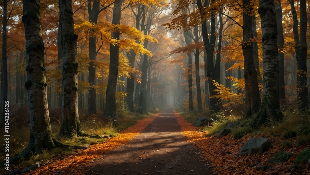 Autumn forest path. Autumn forest path.