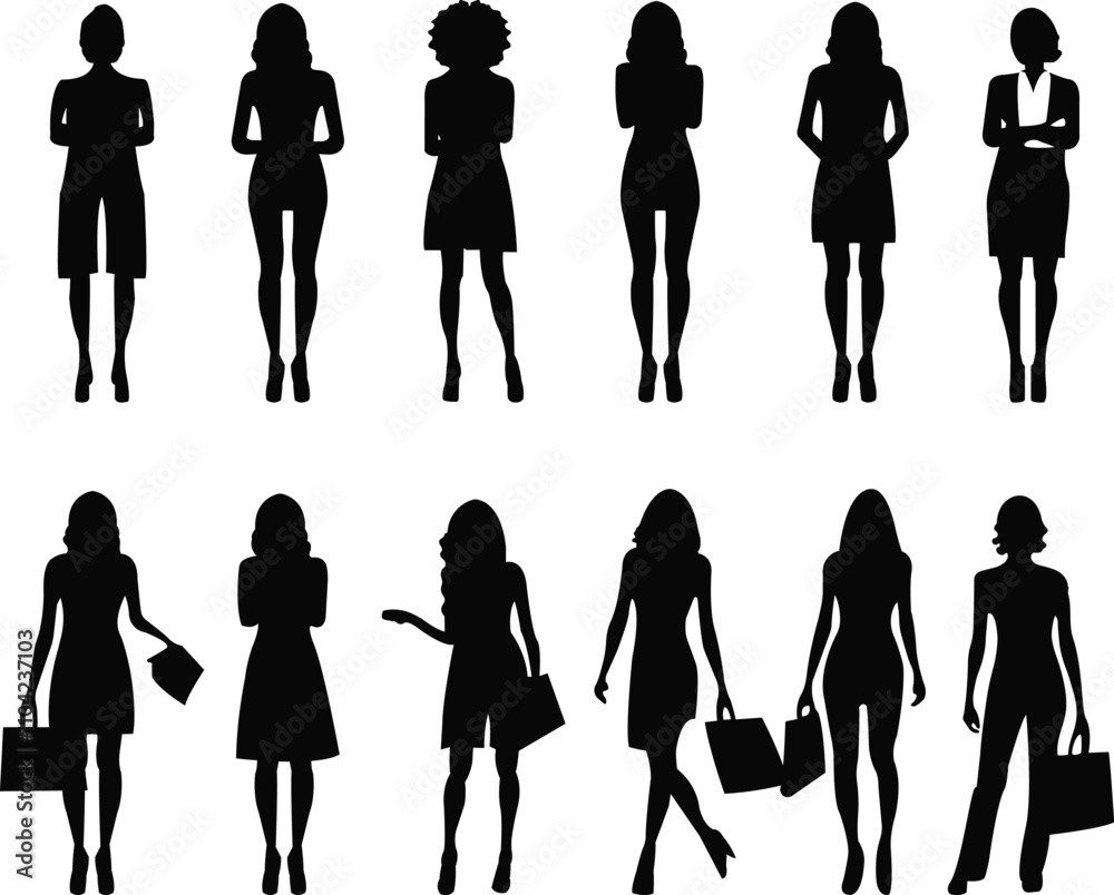 Premium Vector | A shopping girl vector silhouette Premium Vector | A shopping girl vector silhouette