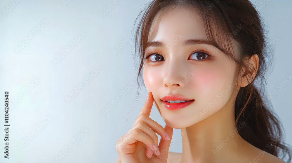 Young asian female with radiant skin and subtle makeup Young asian female with radiant skin and subtle makeup