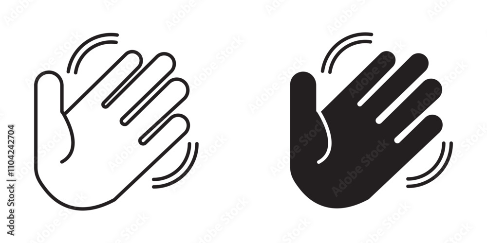 greeting or goodbye. Human waving palm Hand wave icon, motion sensor Waving hi or hello, bye line and flat icons set, editable stroke isolated on white, linear vector outline illustration, symbol logo greeting or goodbye. Human waving palm Hand wave icon, motion sensor Waving hi or hello, bye line and flat icons set, editable stroke isolated on white, linear vector outline illustration, symbol logo