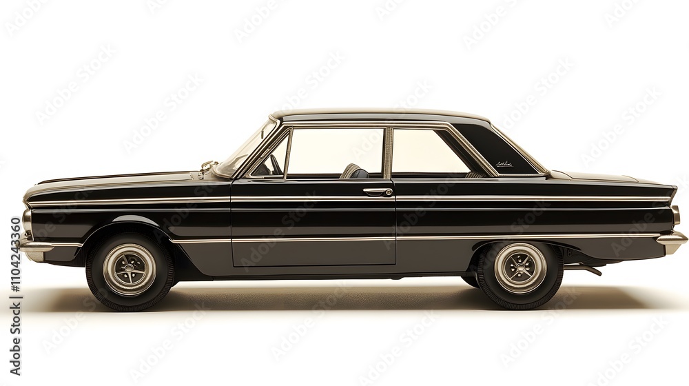 Naklejka premium Vintage Old Car from the 1960s, on White Background, Wallpaper, Cover and Screen for Smartphone, PC, Laptop, 9:16 and 16:9 Format
