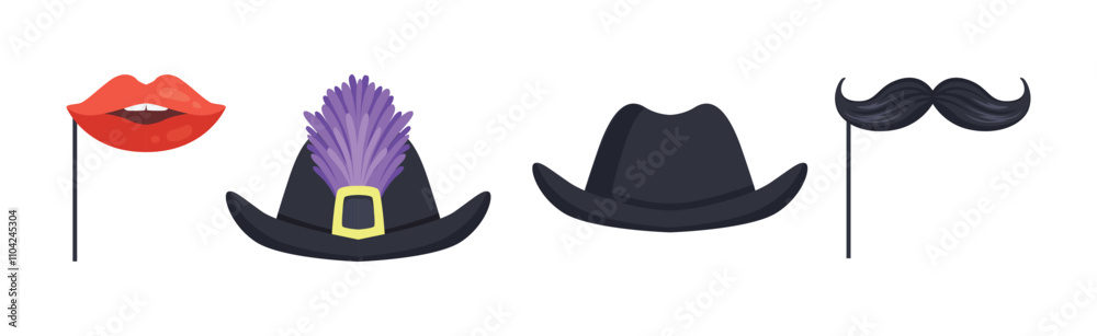 Party and Masquerade Head and Face Accessory Vector Set Party and Masquerade Head and Face Accessory Vector Set