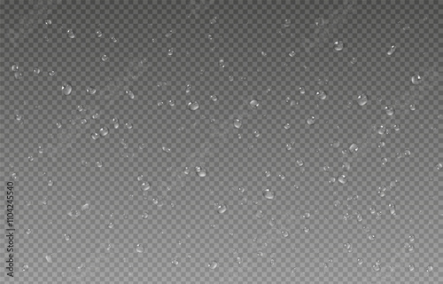 Rain on a transparent background. Drops on a transparent background. Set of drops. Drop icon. Isolated vector objects.