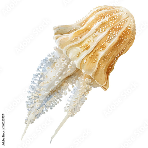 A watercolor of Comb Jellyfish, isolated on a white background. Comb Jellyfish vector.