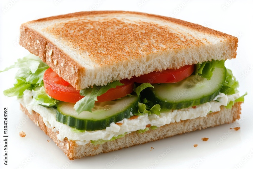 Fresh vegetable sandwich made with crisp cucumbers and juicy tomatoes Fresh vegetable sandwich made with crisp cucumbers and juicy tomatoes