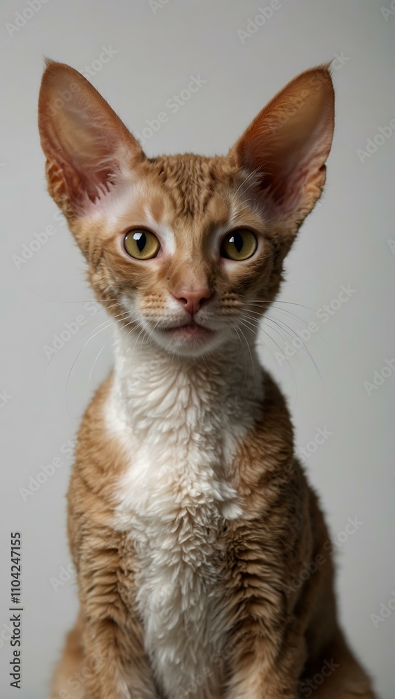 Baby Cornish Rex cat close-up, isolated on a white background. Baby Cornish Rex cat close-up, isolated on a white background.