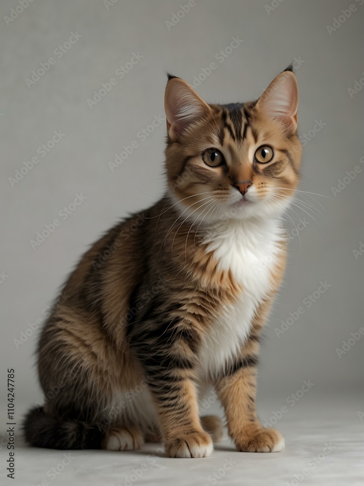 Baby Manx cat standing, isolated on a white background. Baby Manx cat standing, isolated on a white background.