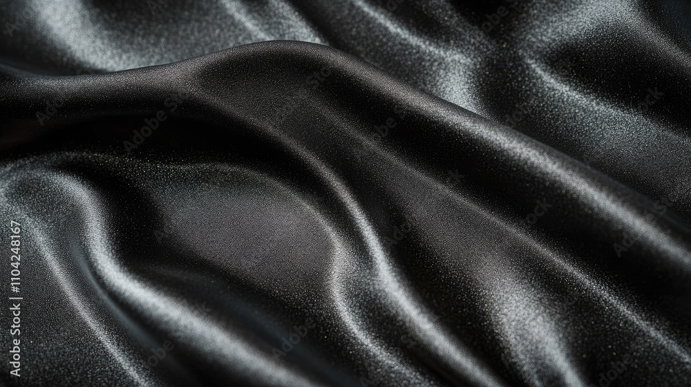 Soft and luxurious, the black fabric undulates gently, reflecting light in a mesmerizing dance of shadows and highlights, creating a sense of allure and sophistication Soft and luxurious, the black fabric undulates gently, reflecting light in a mesmerizing dance of shadows and highlights, creating a sense of allure and sophistication