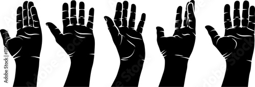 Open Hand Silhouettes. Vector illustration