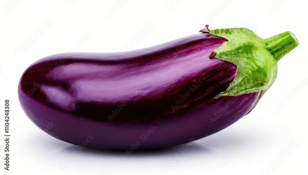Fresh and Glossy Eggplant with Vibrant Purple Skin on White Background for Culinary, Gardening or Health Related Uses Fresh and Glossy Eggplant with Vibrant Purple Skin on White Background for Culinary, Gardening or Health Related Uses