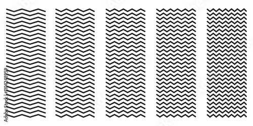 Wave line and wavy zigzag pattern lines. Vector black underlines, smooth end squiggly horizontal curvy squiggles on white background. zigzag line pattern on black. Wave line ,wavy pattern.
