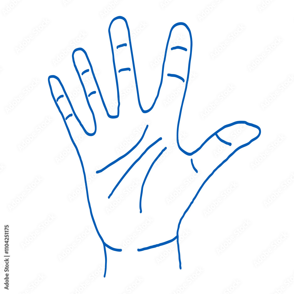 Crooked, sloppily drawn hand sketch. Vector gesture illustration. Concept of communication and expressions. Index, middle, ring, little fingers and thumb Crooked, sloppily drawn hand sketch. Vector gesture illustration. Concept of communication and expressions. Index, middle, ring, little fingers and thumb