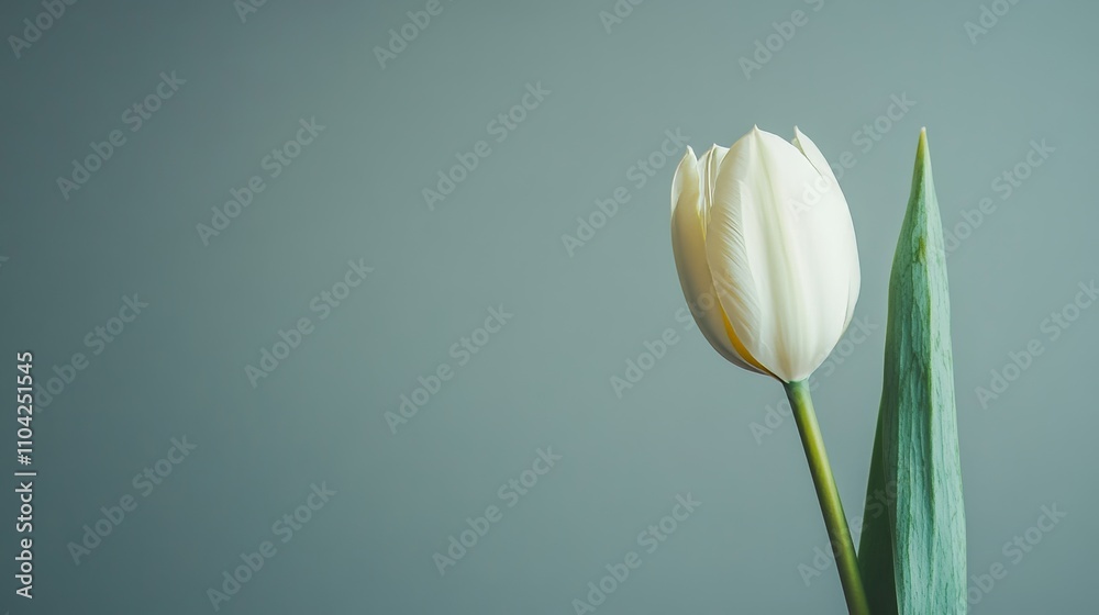 A solitary soft aqua tulip against a muted taupe background, close-up shot, Minimalist style A solitary soft aqua tulip against a muted taupe background, close-up shot, Minimalist style