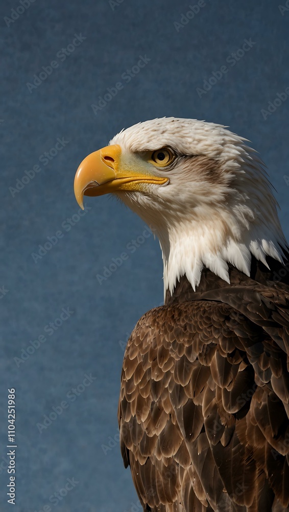 Fototapeta premium Bald eagle against a clear background.