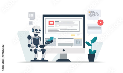AI Content Generator Bot for Digital Marketing and Ecommerce in Minimalist Vector Style