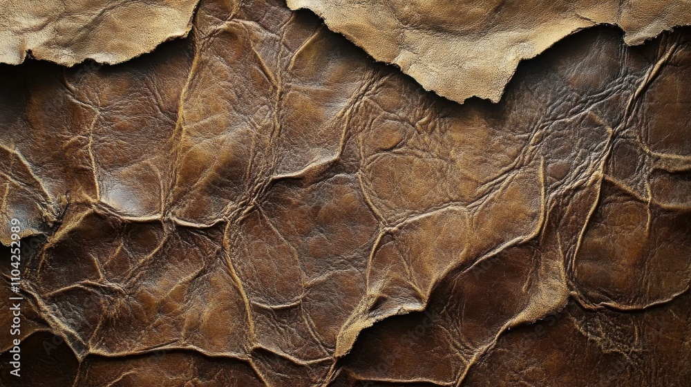 A rich brown leather texture showcases deep wrinkles and intricate patterns. The aged surface exudes warmth and character, perfect for adding depth and sophistication to any design or setting. A rich brown leather texture showcases deep wrinkles and intricate patterns. The aged surface exudes warmth and character, perfect for adding depth and sophistication to any design or setting.