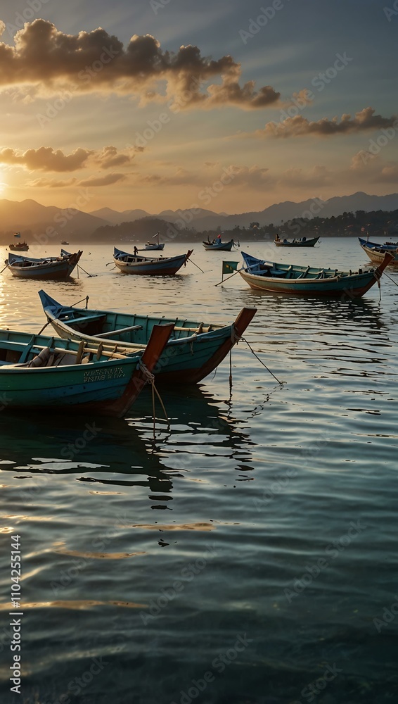 Banka boats floating on the sea.