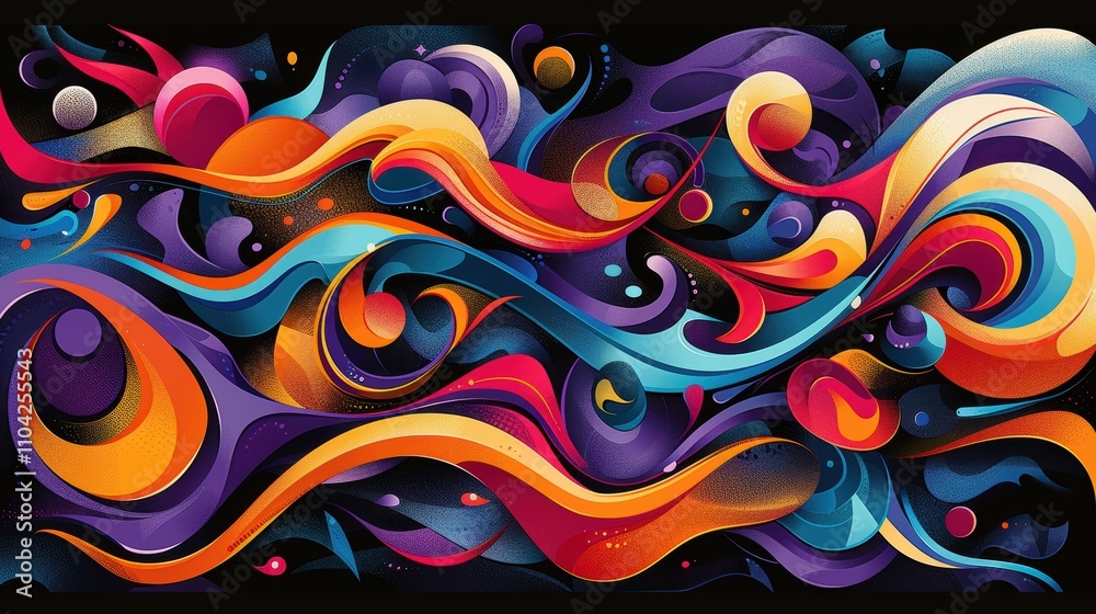 A vibrant abstract design featuring flowing shapes and dynamic colors. A vibrant abstract design featuring flowing shapes and dynamic colors.