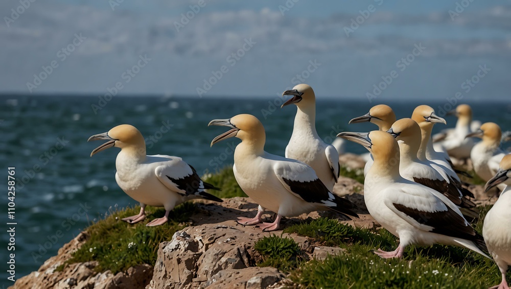 Basstölpel gannets on Helgoland. Basstölpel gannets on Helgoland.