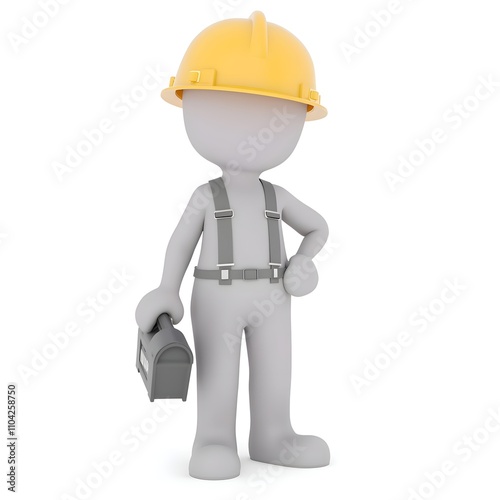 Construction Worker with Toolbox 