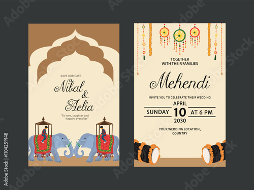 hindu wedding card design for marriage ceremony invitations haldi and mehndi
