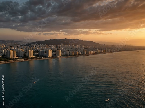 Bay of Haifa at sunset.