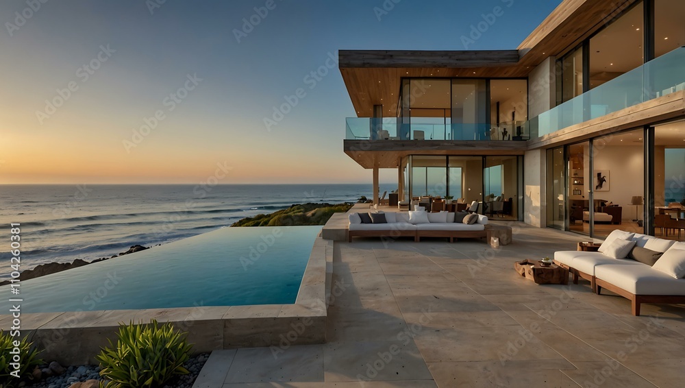 Fototapeta premium Beachfront residence with private views of the Pacific in Malibu.